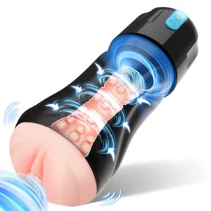 Movakativ Male Adult Sex Toys for Men, Sucking Male Masturbator Penis Pump with 10 Vibration & 5 Suction,Super Soft TPE Channel Automatic Vibrating Hands Free Male Masturbators Cup Men Sex Toy Machine