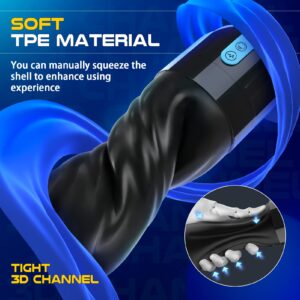 Movakativ Male Adult Sex Toys for Men, Sucking Male Masturbator Penis Pump with 10 Vibration & 5 Suction,Super Soft TPE Channel Automatic Vibrating Hands Free Male Masturbators Cup Men Sex Toy Machine