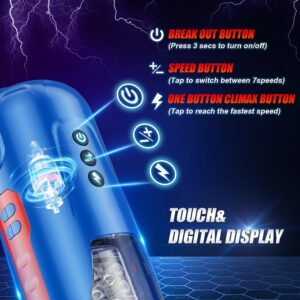 Automatic Male Masturbators -7 Thrusting & Rotating Modes Super Quiet with 3D Sleeve Adult Male Sex Toys for Men (Blue)