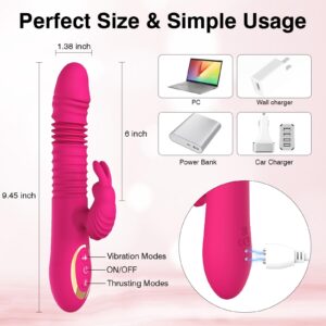 Rabbit Vibrator Dildo for Women Vaginal Health,Realistic Dildo G Spot Vaginal with 5 Thrusting 10 Vibration Realistic Anal Vibrating Clitoral Clit G Stimulation, Heated Adult Sex Toys…