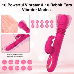 Rabbit Vibrator Dildo for Women Vaginal Health,Realistic Dildo G Spot Vaginal with 5 Thrusting 10 Vibration Realistic Anal Vibrating Clitoral Clit G Stimulation, Heated Adult Sex Toys…