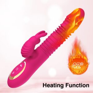 Rabbit Vibrator Dildo for Women Vaginal Health,Realistic Dildo G Spot Vaginal with 5 Thrusting 10 Vibration Realistic Anal Vibrating Clitoral Clit G Stimulation, Heated Adult Sex Toys…