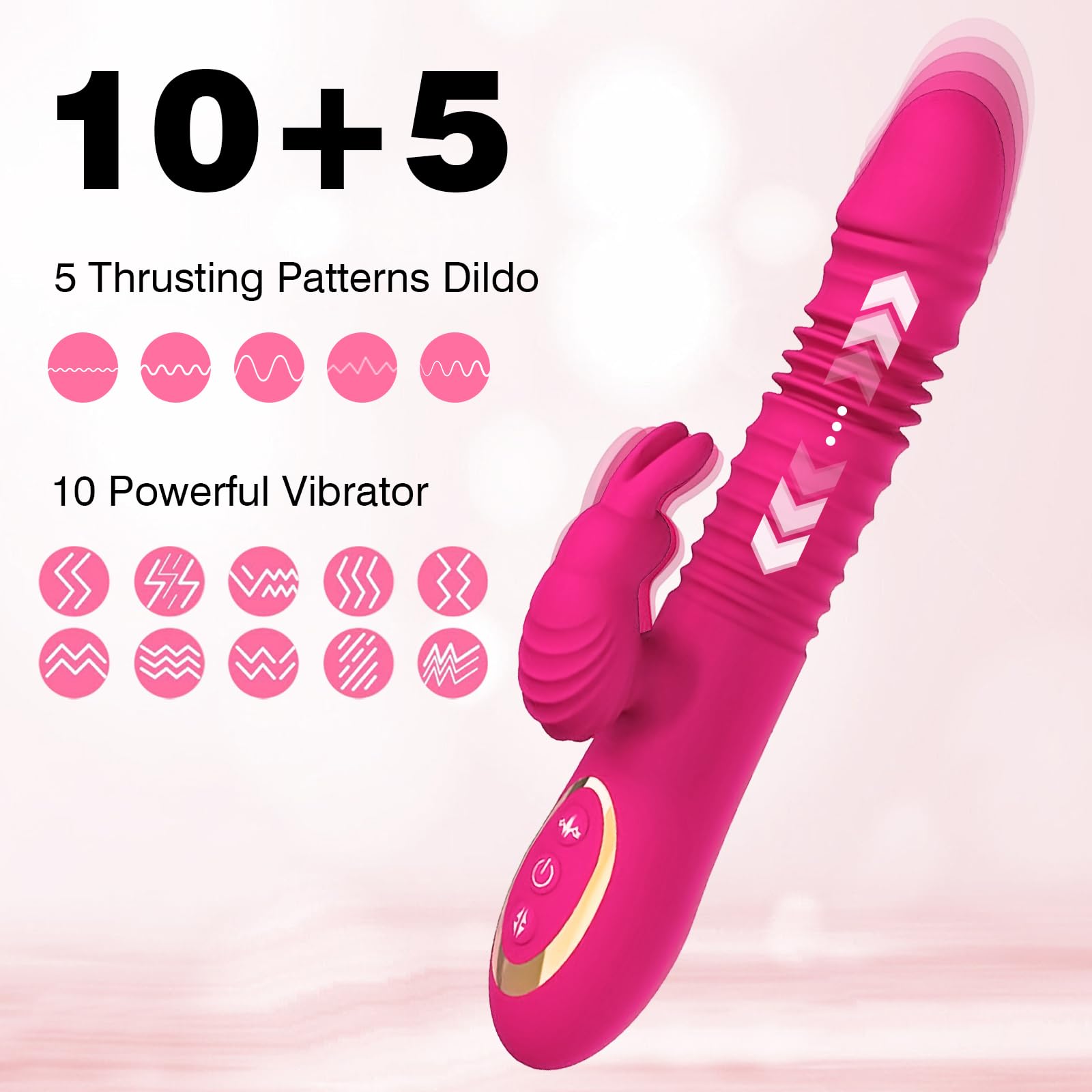 Rabbit Vibrator Dildo for Women Vaginal Health,Realistic Dildo G Spot Vaginal with 5 Thrusting 10 Vibration Realistic Anal Vibrating Clitoral Clit G Stimulation, Heated Adult Sex Toys…