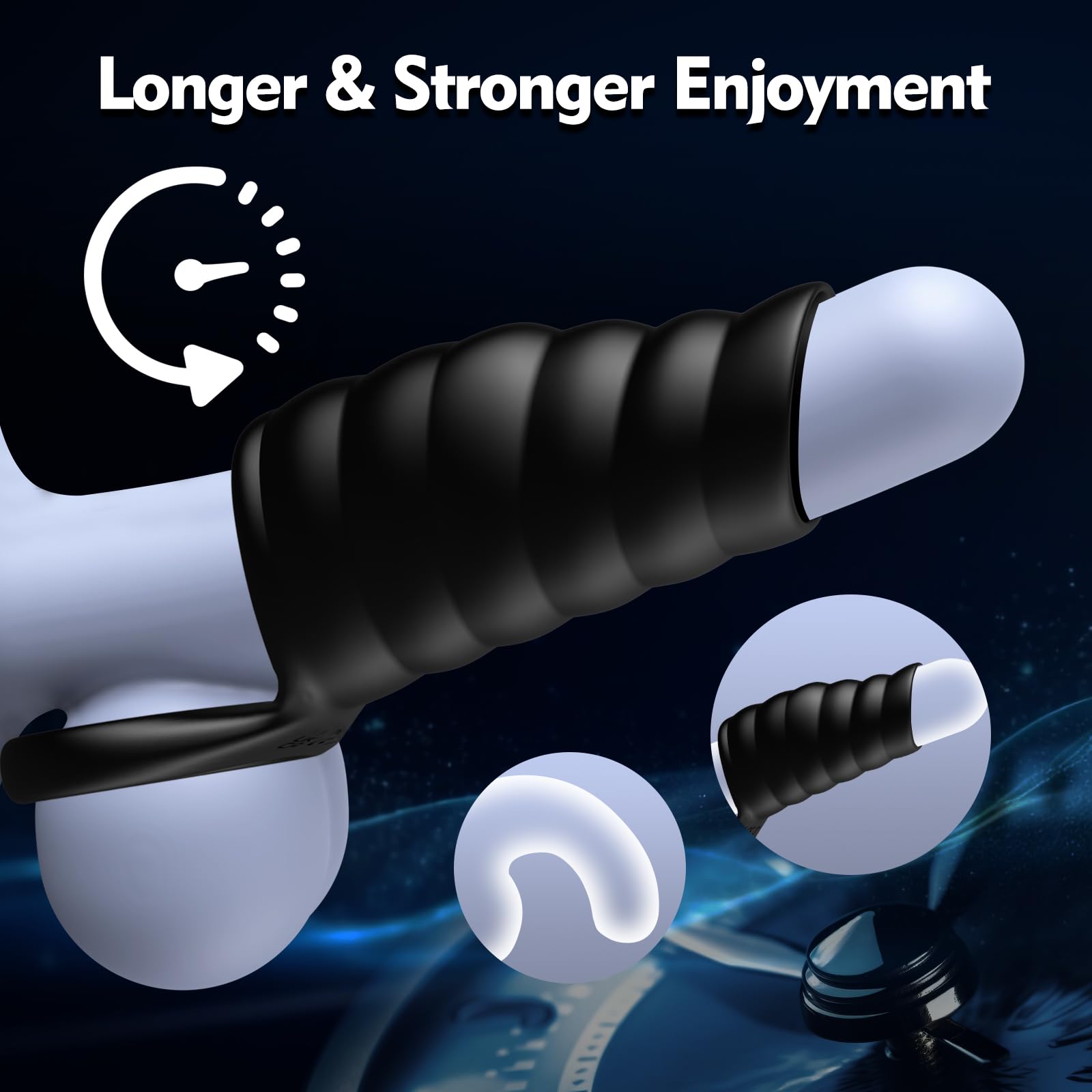 Vibrating Penis Sleeve Cock Ring - Enhancing Hardness & Long Lasting of Erections Sex Toys for Men, Male Vibrator with Remote Control 10 Stimulating Modes, Adult Sex Toys for Men or Couple