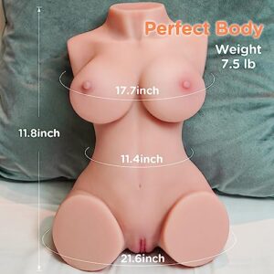 Vibrating Sex Dolls Male Masturbator, Isskis 7.5LB Realistic Torso Sex Doll Toys with 10 Vibration Modes, Automatic Hands Free Stroker 3D Lifelike Butt Pocket Pussy Ass Adult Sex Toys for Men