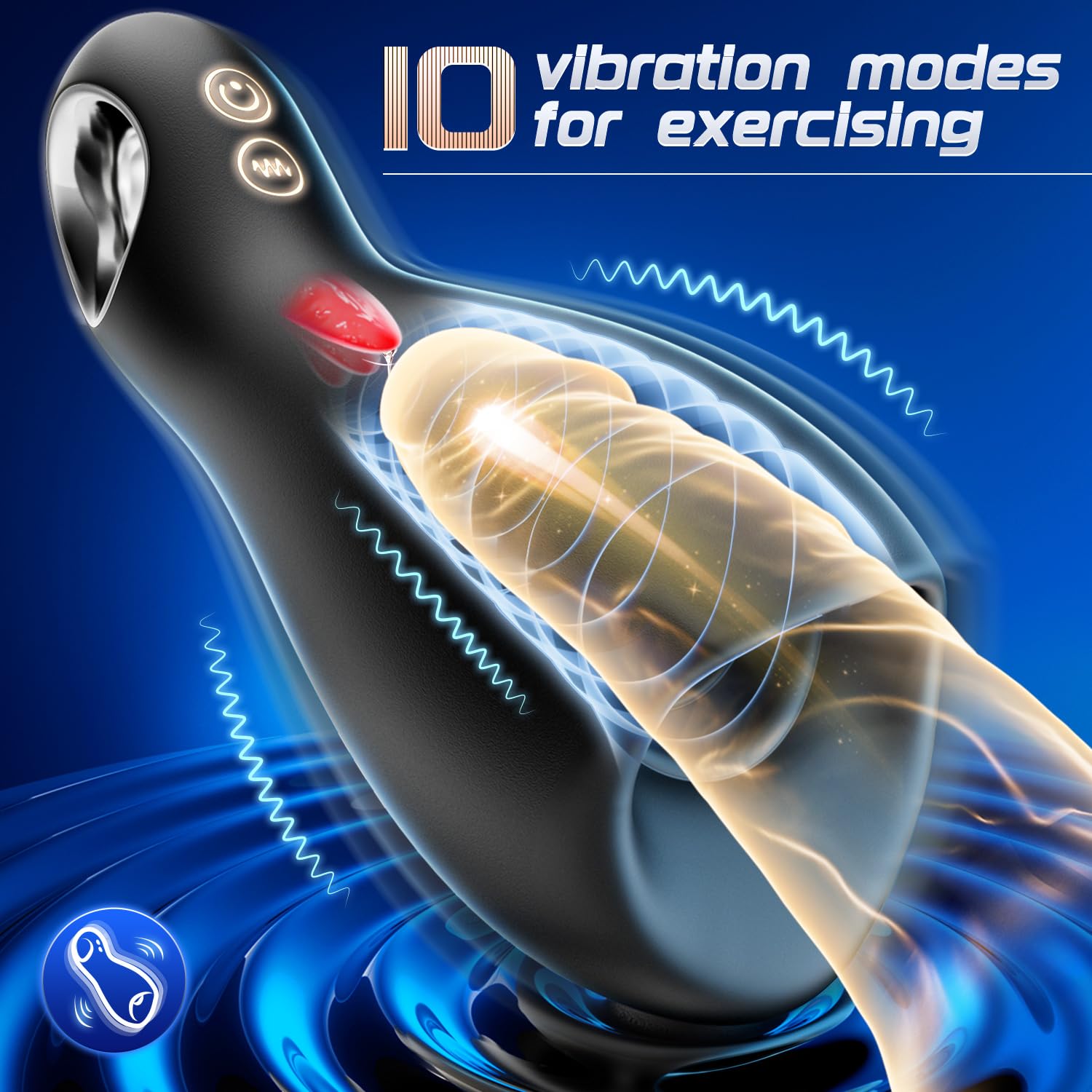 Male Sex Toys for Men Penis Vibrator - 10 Vibrating & 5 Tongue Licking Male Masturbator Penis Trainer Pump with Loop-handle for Training & Prolong Endurance, 360° Wrapped Mens Stroker Adult Sex Toy