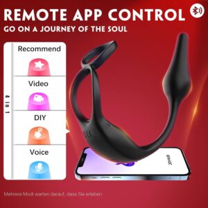 Male Sex Toys for Men Prostate Massager - 4 in 1 Vibrating Cock Ring Penis Ring with Remote Control, 7 Modes Anal Toys Butt Plug G Spot Vibrator Dildo Vibrating Anal Plug Adult Sex Toy for Couples Men