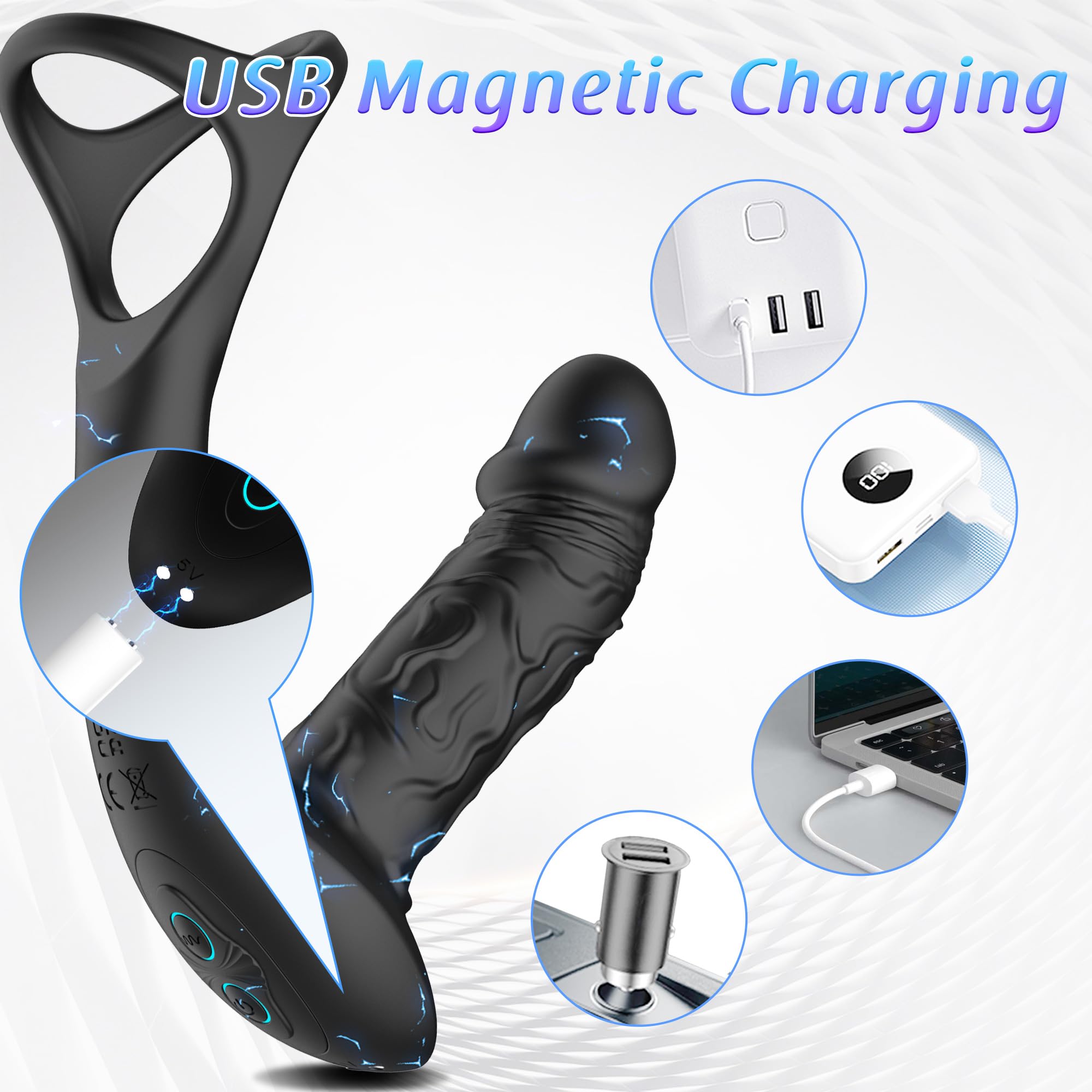 Joyoxia Prostate Massager Anal Vibrator with Penis Ring, 3 in 1 Anal Plug Sex Toy Anal Dildo with 9 Vibrating & 9 Wiggle Motions Adult Toys, Anal Toys Butt Plug Male Sex Toys for Men, Adult Sex Toys