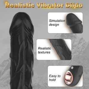 G Spot Dildo Vibrator - BGGOOD Adult Female Sex Toys with 10 Vibrations, Realistic Silicone Dildos Finger Vibrators for Multiple Stimulation, Clitoris Stimulator for Woman Sexual Pleasure(Black)