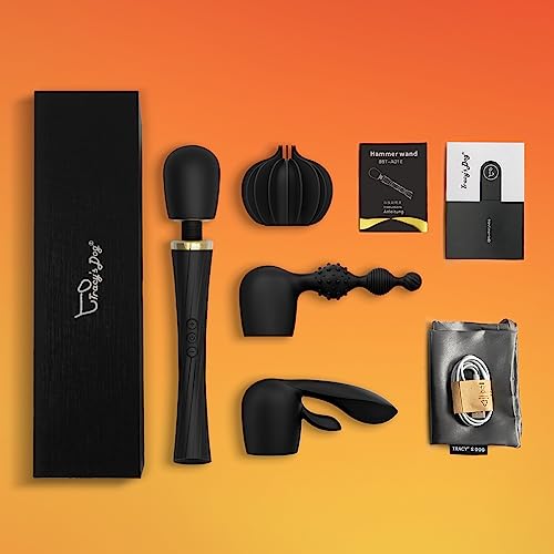 Tracy's Dog Wand Vibrator Kits for Couple, Vibrating Wand Adult Toys with 3 Attachments for Clitoral G Spot Anal Stimulation, Cordless Powerful Sex Toy for Women Partner Play with 5 Modes & 3 Speeds