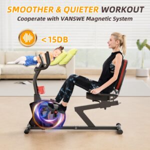 VANSWE Recumbent Exercise Bike for Adults Seniors - 400 LBS Weight Capacity Recumbent Bikes for Home with Magnetic Resistance, Bluetooth and App Connectivity, Pulse Sensor RB912