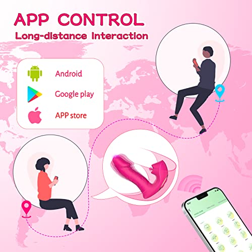 Qiymssy Wearable Panty Butterfly G Spot Vibrator with APP Remote Control 7 Tongue Licking 10 Vibration Modes, Rose Clitoral Dildo Vibrators for Vagina Anal Stimulator, Adult Sex Toys for Women Couples