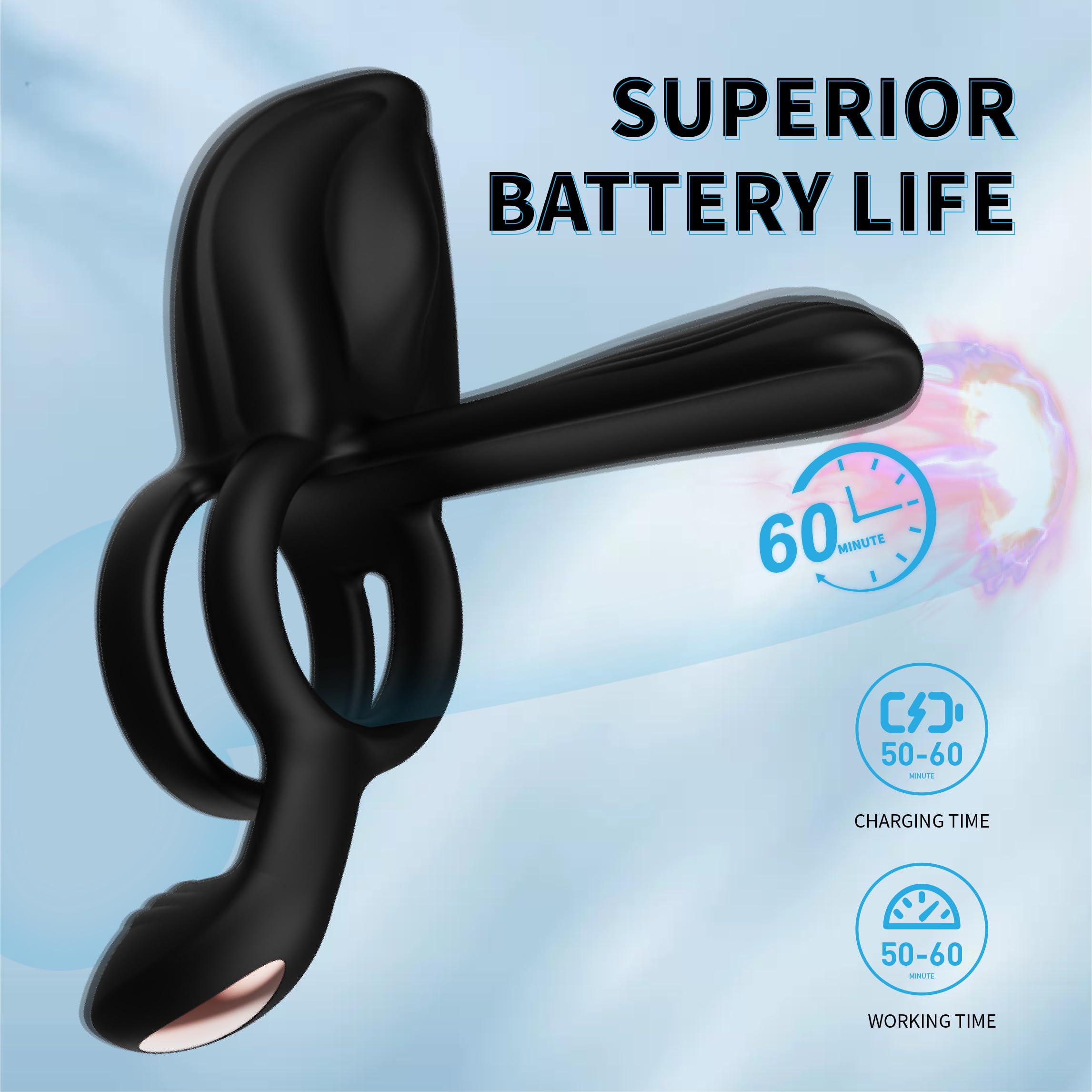 Vibrating Cock Ring with Couple Vibrator,Silicone Penis Ring Mens Vibrator with 9 Modes Vibrating,Male Sex Toy for Harder Stonger G-Spot Clitoral Vibrators,Adult Sex Toys for Men Women Couple