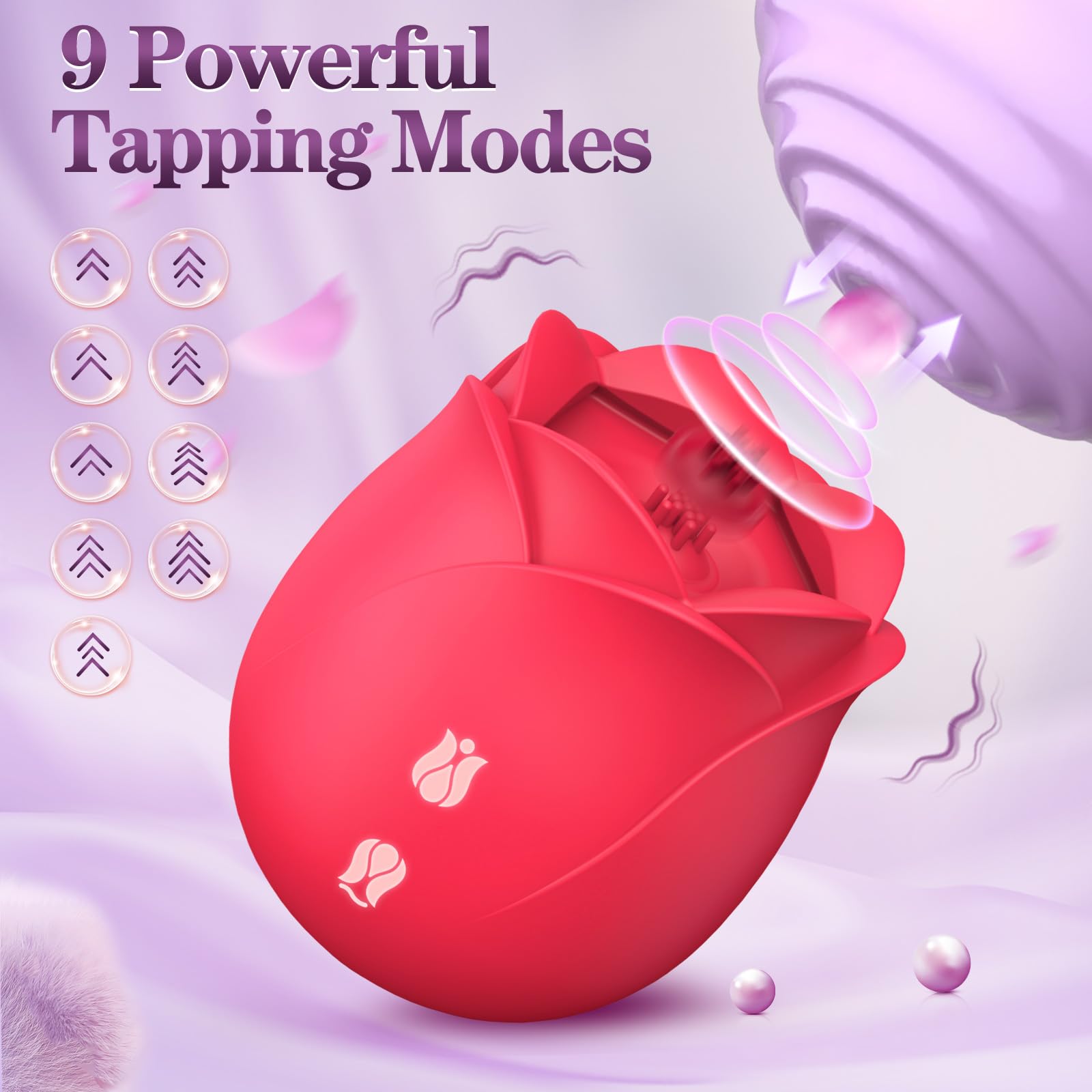 Sex Toys Vibrator for Women-Rose Sex Toy for Woman,G spot Clitoral Nipple Stimulator Vibrator with 9 Tapping,Vibrating Sex Toy Massager Rose Sex Stimulator Vibrators Adult Sex Toys for Female Couple