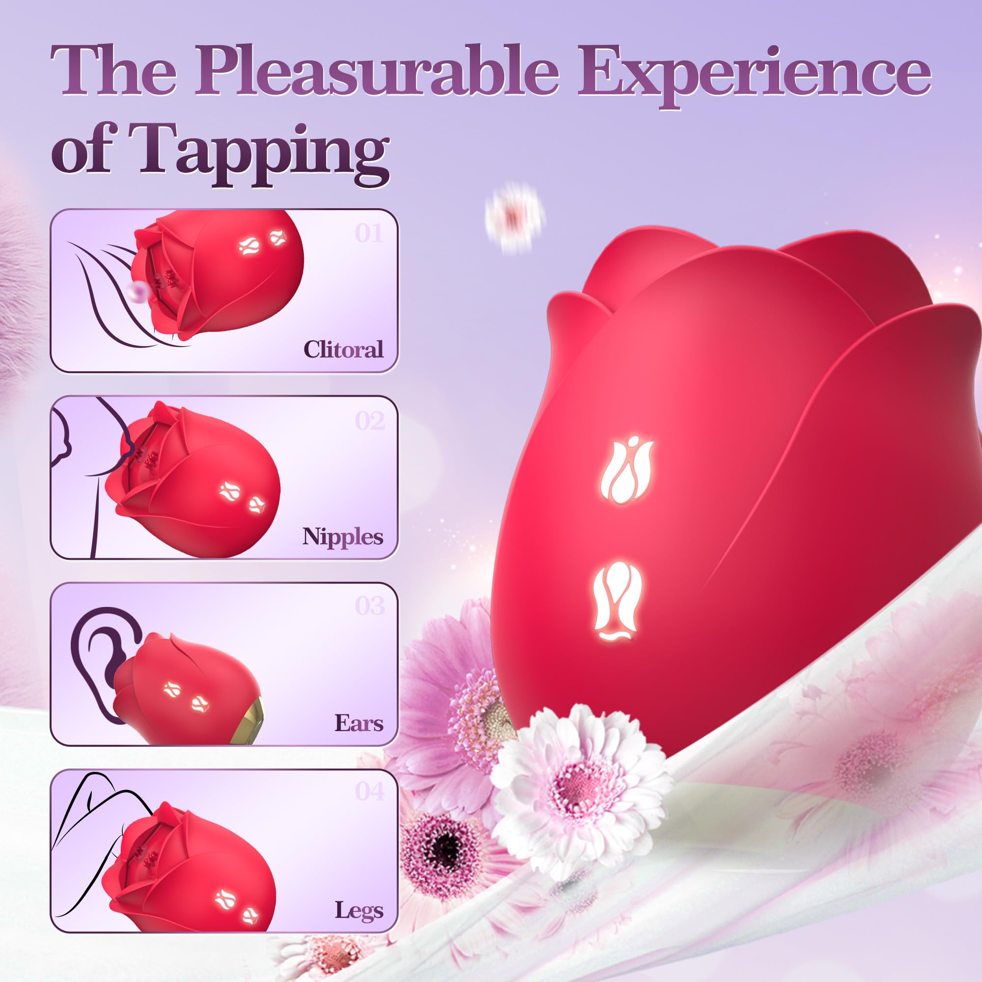 Sex Toys Vibrator for Women-Rose Sex Toy for Woman,G spot Clitoral Nipple Stimulator Vibrator with 9 Tapping,Vibrating Sex Toy Massager Rose Sex Stimulator Vibrators Adult Sex Toys for Female Couple