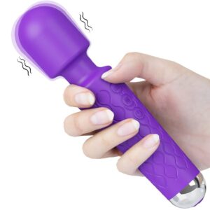 Powerful Vibrator Wand, G Spot Cordless Rechargeable Vibrators with 20 Patterns & 8 Intensity, Quiet Clit Vibrator, Clitoris Stimulation, Dildo, Female Wand Massager for Her Pleasure Adult Toys (A)