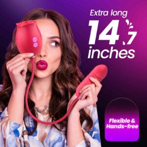 Sucking Sex Toys for Women - Rose Vibrator with Dildo Adult Toys, Sex Stimulator Sucker with 9 Sucking & 9 Thrusting G Spot Vibrators Clitoral Nipple Toys for Womens Sex