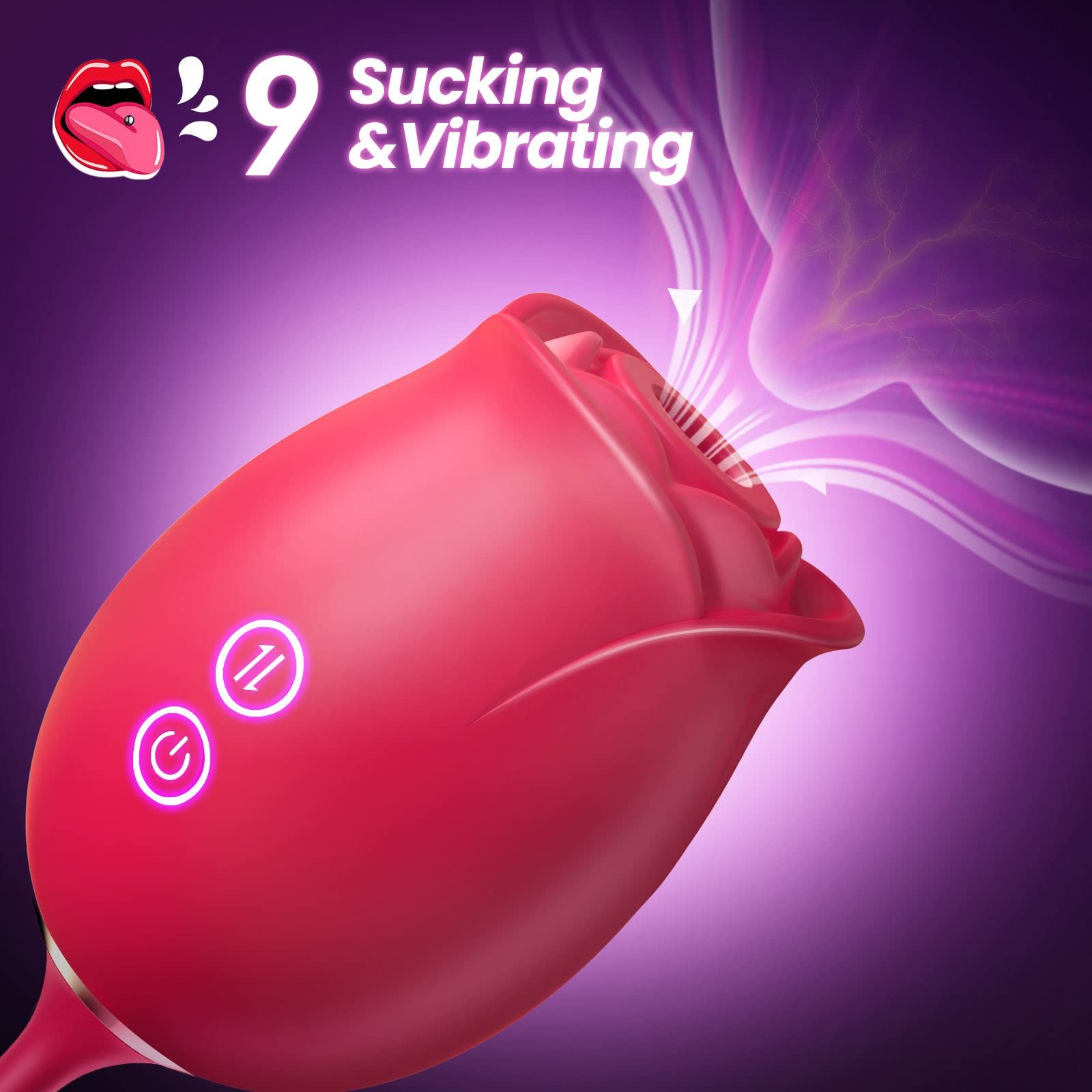 Sucking Sex Toys for Women - Rose Vibrator with Dildo Adult Toys, Sex Stimulator Sucker with 9 Sucking & 9 Thrusting G Spot Vibrators Clitoral Nipple Toys for Womens Sex