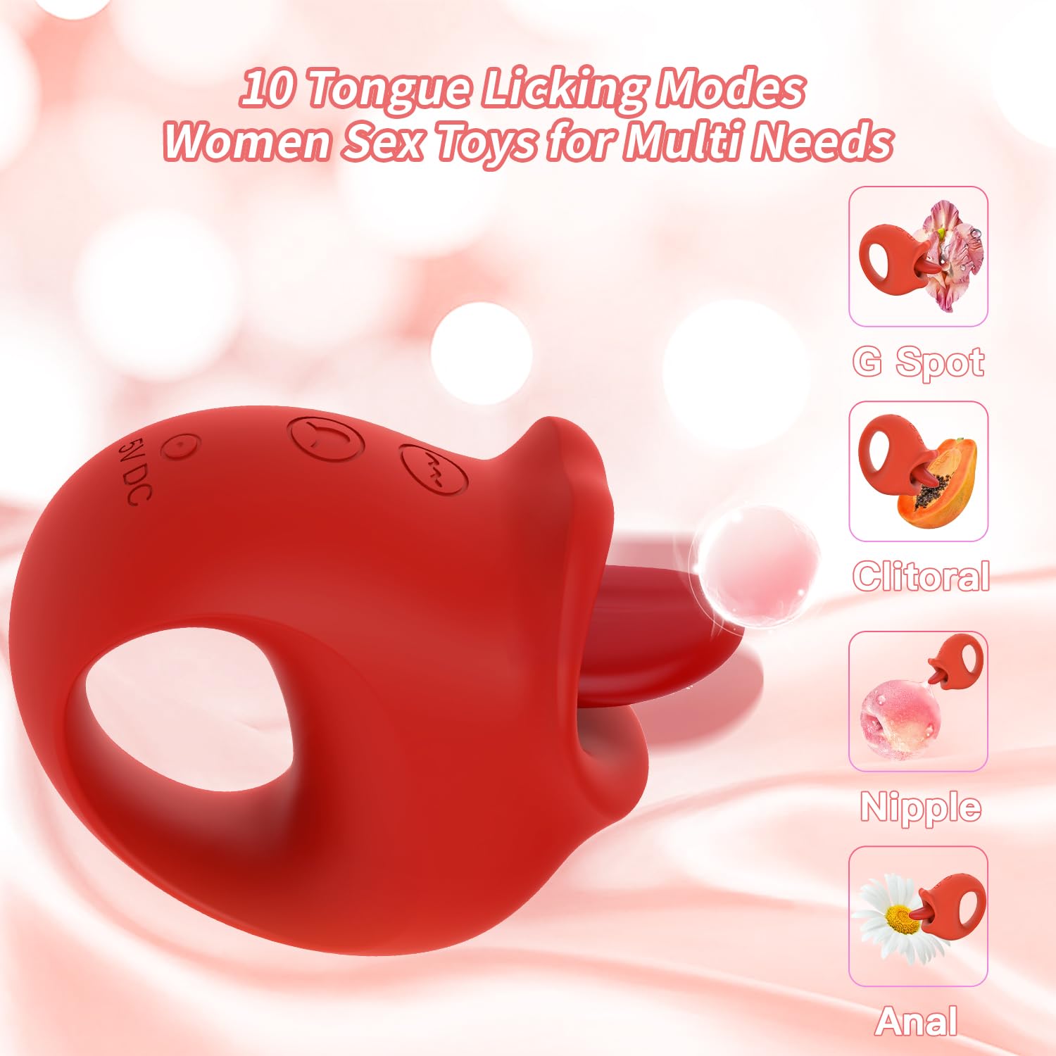 Adult Toys Vibrator for Women, Unique Ring Handle Design Women Sex Toys, 10 Vibration Modes &10 Tongue Licking G Spot Vibrator Stimulator, Waterproof Adult Couples Sex Toys for Clitoral, Nipple, Anal