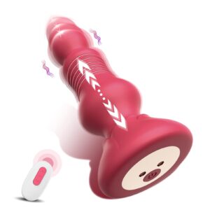 thrusting dildo prostate massager anal toys with 100 combination modes, seyouyou remote control male sex toys for men vibrating butt plug anal dildo, female thrusting vibrator anal plugs(rose)