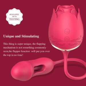 Rose Sex Toys Sucking Vibrator, G Spot Dildo Vibrator for Women with 10 Suctions 10 Flapping Modes, Rose Sex Stimulator Adult Sex Toy, Pink Clit Vibrator