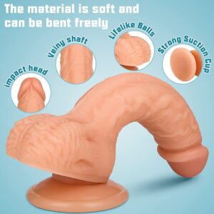 Vikkiy 7.3 Inch Realistic Dildo Feels Like Skin Body-Safe Material G spot Stimulator Dildos with Strong Suction Cup for Hands-free Play Sex Toys for Adult