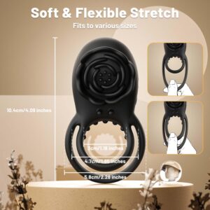 Vibrating Cock Ring Adult Sex Toys for Men, Silicone Penis Ring with Rose Clitoral Vibrator Couples Sex Toys, 8 Vibrations Adult Male Sex Toy Remote Control Vibrators for Men Female Couple Pleasure