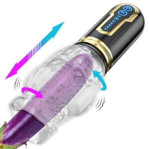 automatic blowjob male masturbator, adult sex toys for men, 7 vibrating & 5 rotating & 5 thrusting modes with penis stimulation, rotating male masturbation pocket pussy for men pleasure realistic