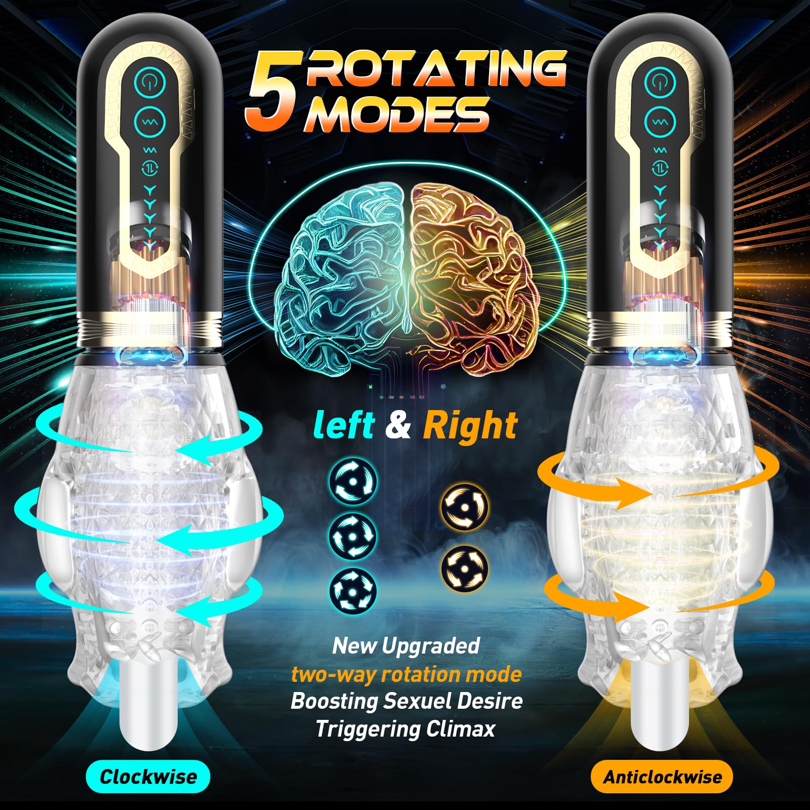 Automatic Blowjob Male Masturbator, Adult Sex Toys for Men, 7 Vibrating & 5 Rotating & 5 Thrusting Modes with Penis Stimulation, Rotating Male Masturbation Pocket Pussy for Men Pleasure Realistic