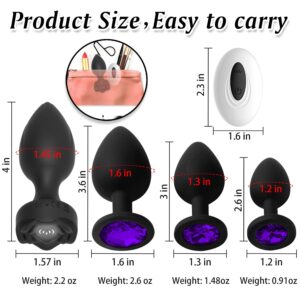 Anal Plug Sex Toys Vibrator - 4Pcs Vibrating Butt Plug Remote Control Vibrators with 10 Vibrating Rotating Modes, Adult Sex Toys & Games for Woman Men Couples Anal Vibrator Prostate Massager Red blcak