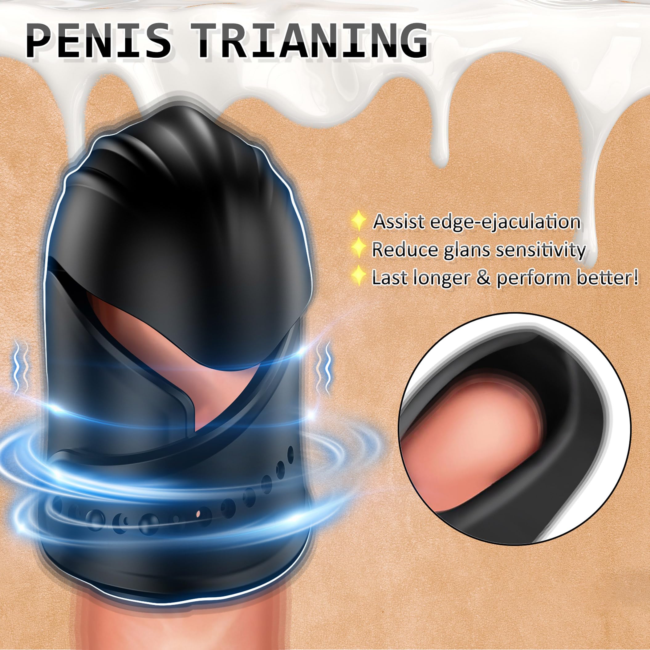 Talerly Penis Training Vibrator Male Masturbator, Mens Glans Stimulating Sex Toys, 10 Vibration Modes for Ejaculation Training, Adult Toys Men Pleasure Prolong Endurance, Adjustable Buckle