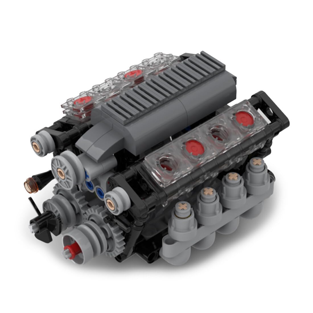 KAROYD V8 Tech Engine with Gearbox Building Kit, Engine Series Building Blocks Set (568PCS)