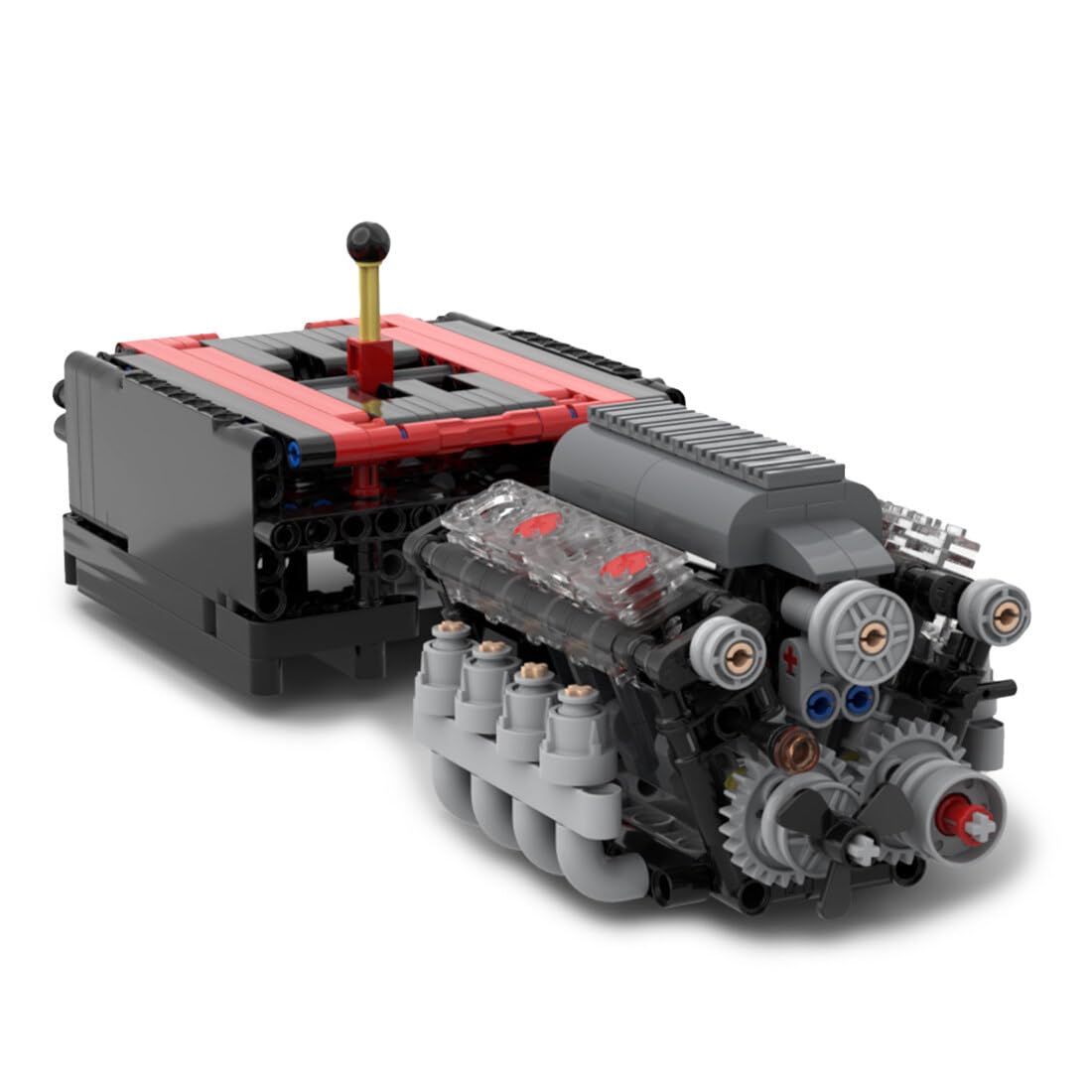 KAROYD V8 Tech Engine with Gearbox Building Kit, Engine Series Building Blocks Set (568PCS)