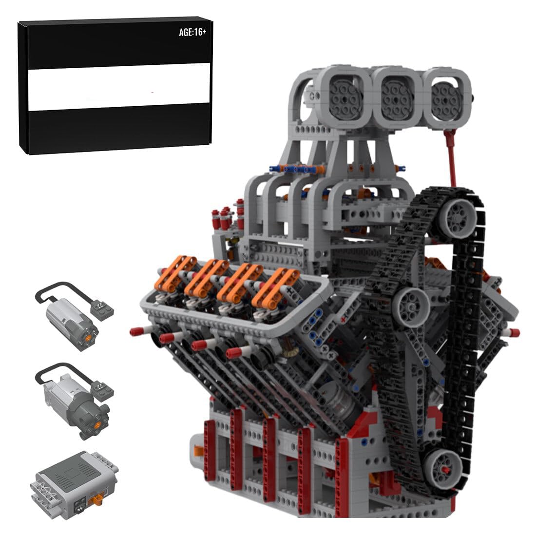 Aetheria V8 Engine Building Set with Power Function, OHV 5.0L Motors Engine That Runs, Build Your Own Engine Designed by Ronald Tewes (2106 Pieces)