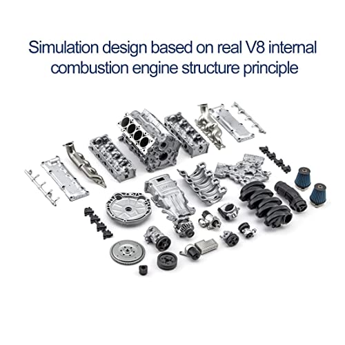 ENGINEDIY MAD RC Simulation Dynamic V8 Engine Model Kit That Works for Kids and Adults, DIY Assembly Educational Science Engine Set for RC Model Car