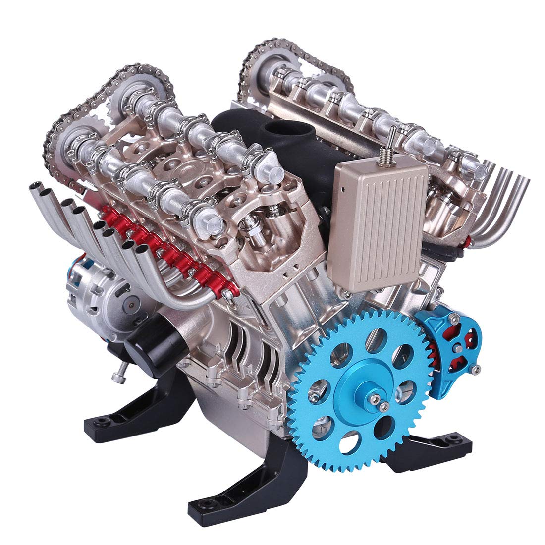 PeleusTech V8 Engine Model 500+Pcs 1:3 DIY Metal Mechanical Engine V8 Model Building Kit Car Engine Model for Adults, Men