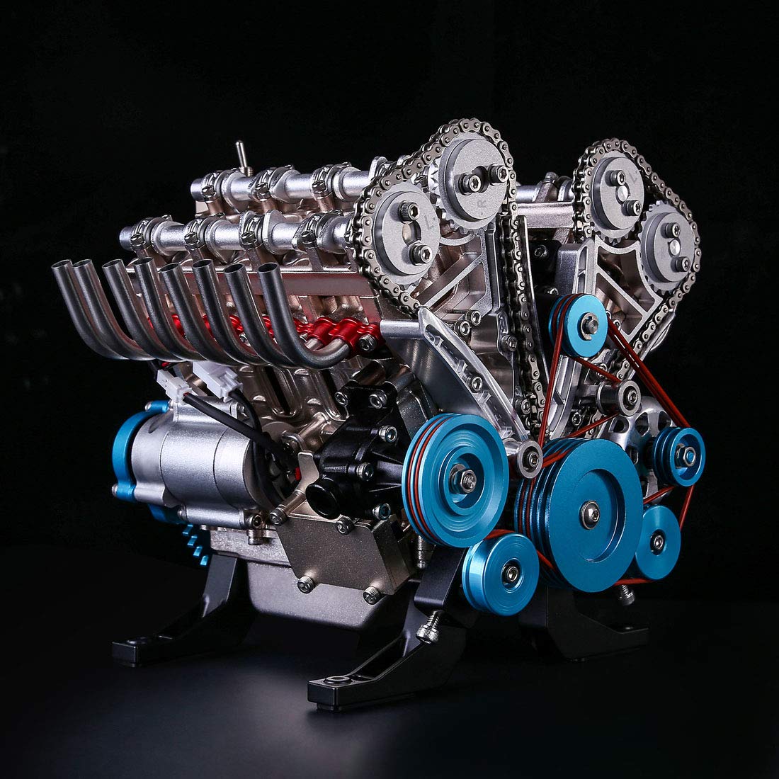 AMOC TECHING V8 Engine Model Kit, 500+Pcs 1:3 DIY Metal Simulation Mechanical Car Engine for Science Enthusiasts and Adults