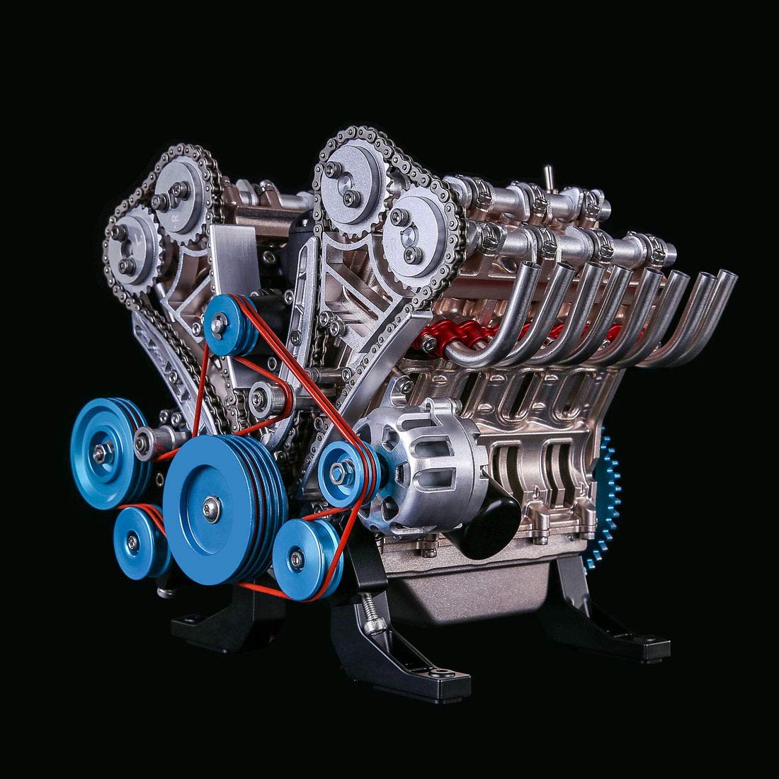 AMOC TECHING V8 Engine Model Kit, 500+Pcs 1:3 DIY Metal Simulation Mechanical Car Engine for Science Enthusiasts and Adults