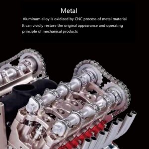 AMOC TECHING V8 Engine Model Kit, 500+Pcs 1:3 DIY Metal Simulation Mechanical Car Engine for Science Enthusiasts and Adults