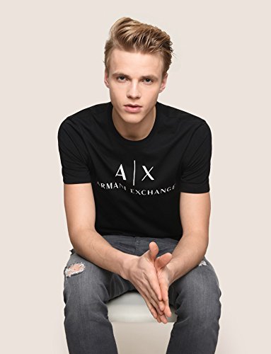 A|X ARMANI EXCHANGE mens Classic Crew Logo Tee T Shirt, Black, Small US