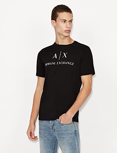 A|X ARMANI EXCHANGE mens Classic Crew Logo Tee T Shirt, Black, Small US