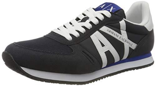 A|X Armani Exchange Men's Low-top Sneakers, Navy + Optical White, 8