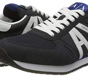 A|X Armani Exchange Men's Low-top Sneakers, Navy + Optical White, 8