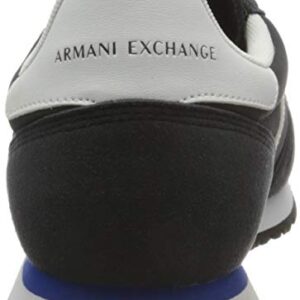 A|X Armani Exchange Men's Low-top Sneakers, Navy + Optical White, 8