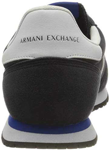 A|X Armani Exchange Men's Low-top Sneakers, Navy + Optical White, 8