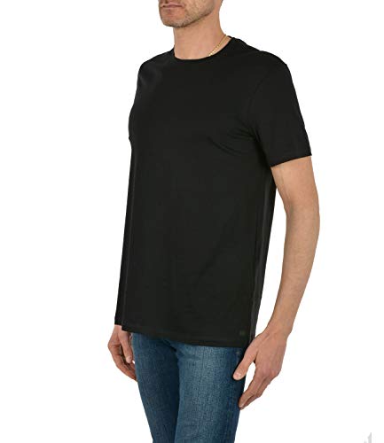 A|X ARMANI EXCHANGE Men's Solid Colored Basic Pima Crew Neck, Black, Large