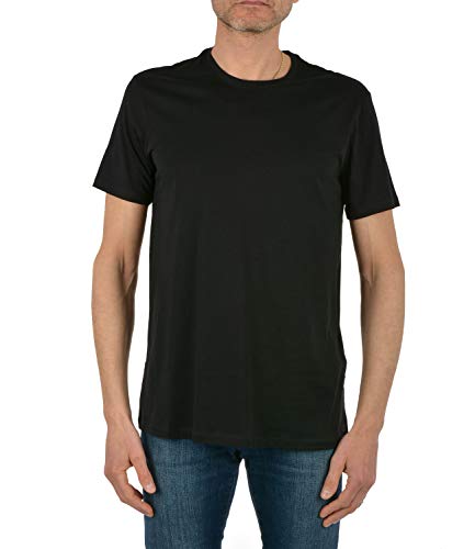 A|X ARMANI EXCHANGE Men's Solid Colored Basic Pima Crew Neck, Black, Large