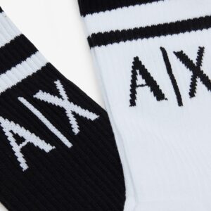 A|X ARMANI EXCHANGE mens Logo Crew Socks Winter Accessory Set, Nero/Bianco/Black/White, Large-X-Large US