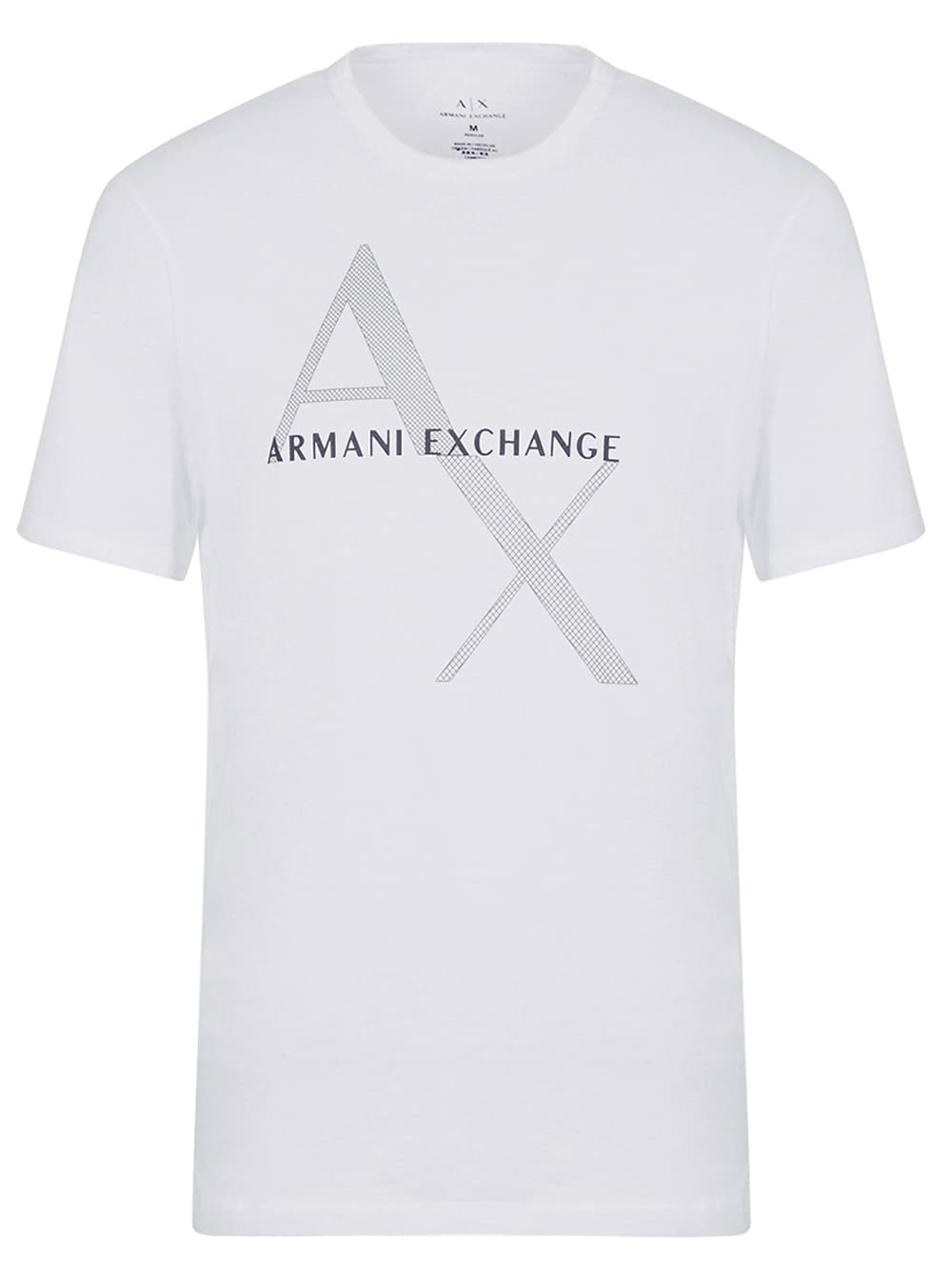 A|X ARMANI EXCHANGE mens Tonal and Contrast Logo Core Crew Neck T Shirt, Quilted Logo White, Medium US