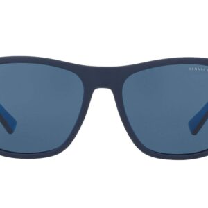 A|X ARMANI EXCHANGE Men's AX4049SF Low Bridge Fit Square Sunglasses, Matte Blue/Blue, 57 mm